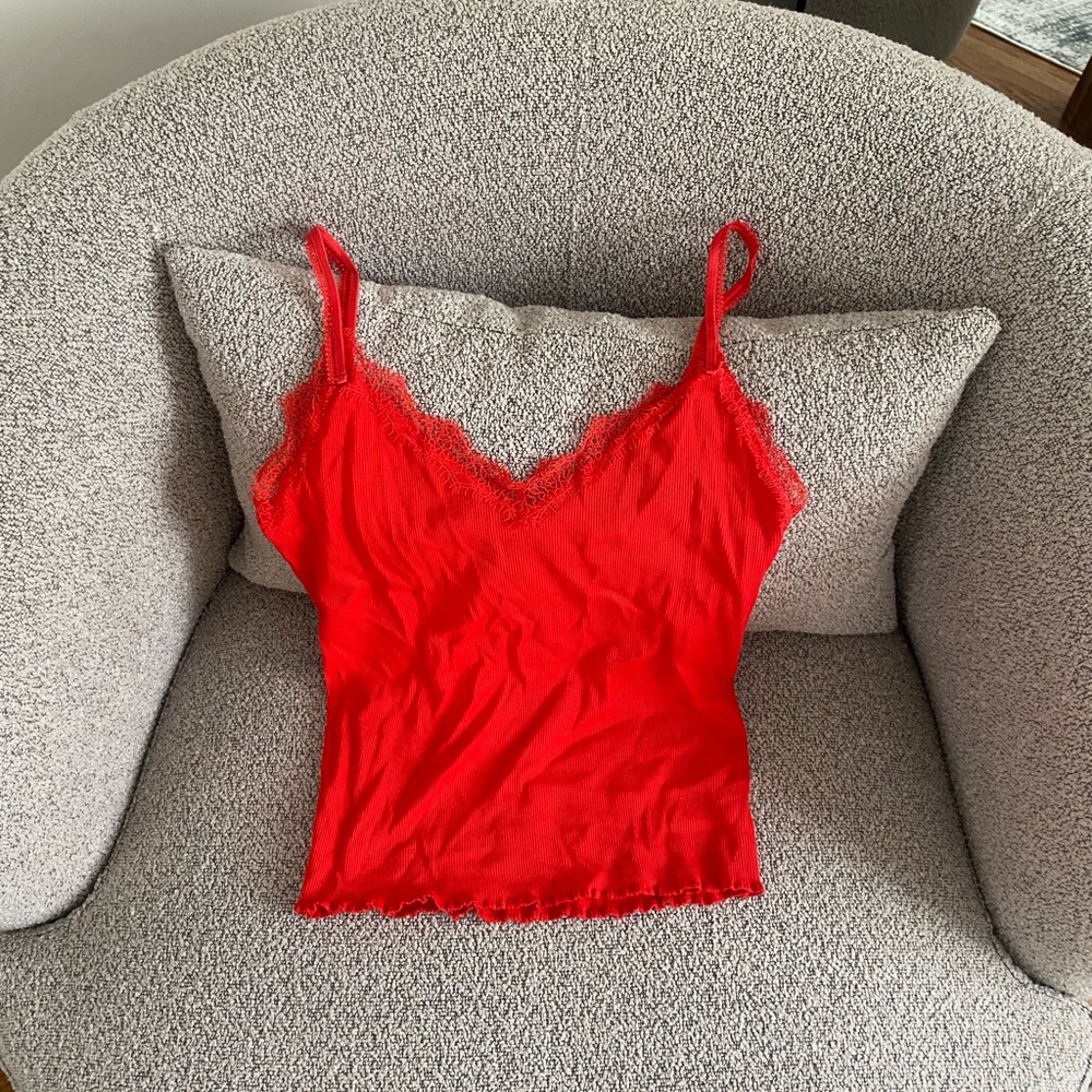 NWOT J. Crew Red Lace Tank Top